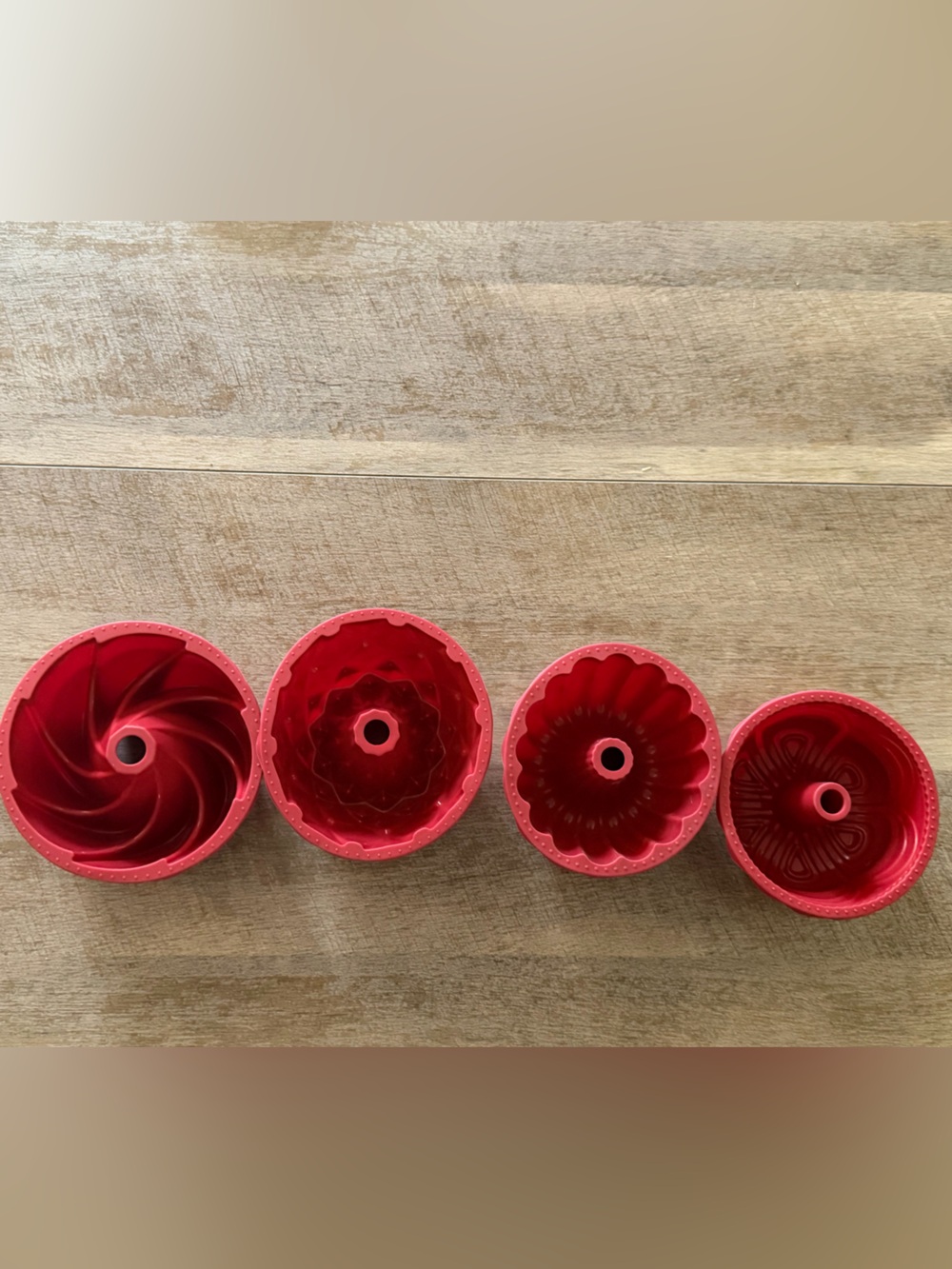 Set of 4 Red Silicone Bundt Cake Molds